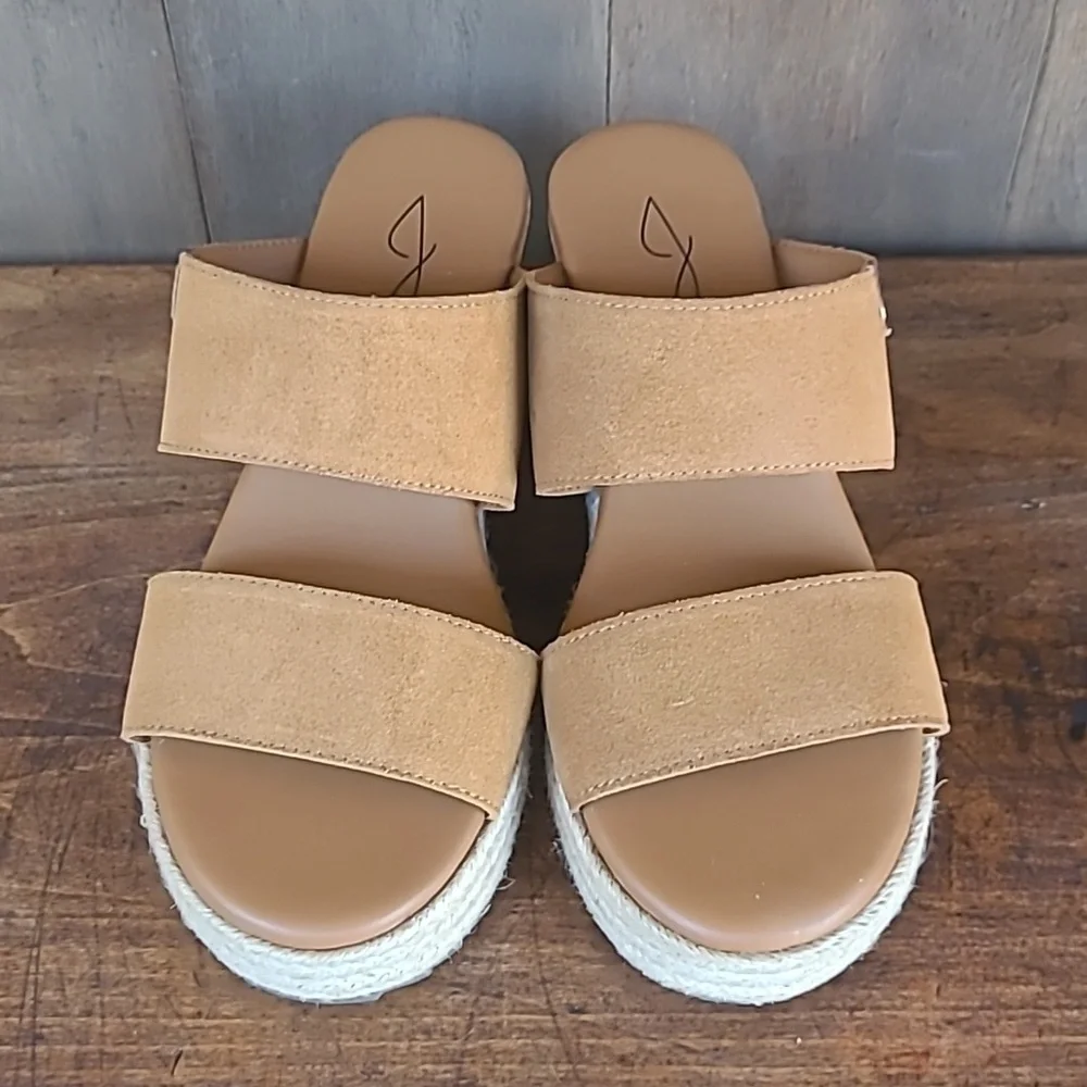 EUC Joie Sandals Women's sz 9 Two Band Suede Espadrille Wedge Slip On Sandal